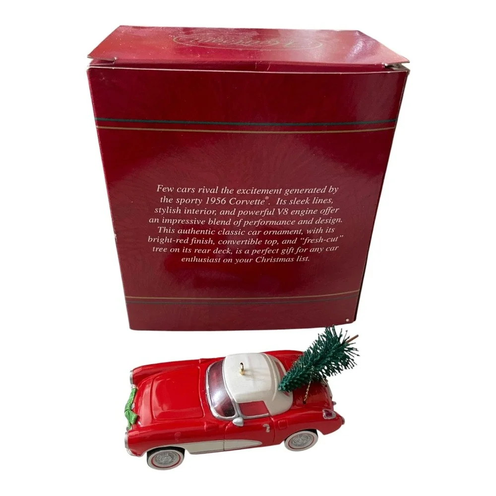 Carlton Cards 1956 Chevrolet Corvette Red Car Christmas Ornament w/ Tree NIB
